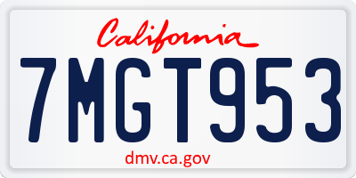 CA license plate 7MGT953