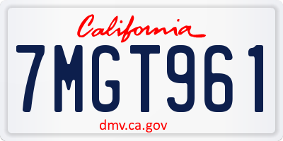 CA license plate 7MGT961