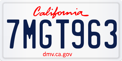 CA license plate 7MGT963