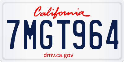 CA license plate 7MGT964