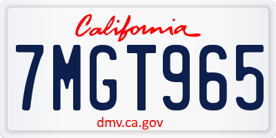 CA license plate 7MGT965