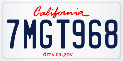 CA license plate 7MGT968