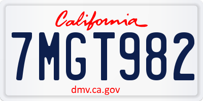 CA license plate 7MGT982