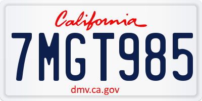 CA license plate 7MGT985