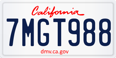 CA license plate 7MGT988