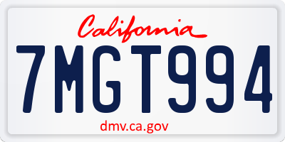 CA license plate 7MGT994