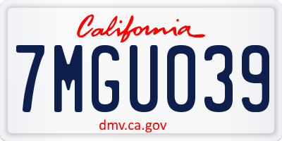 CA license plate 7MGU039