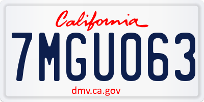 CA license plate 7MGU063