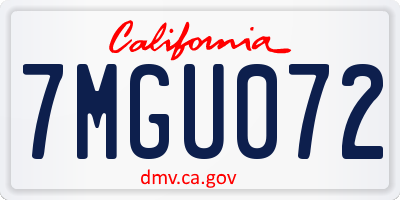 CA license plate 7MGU072