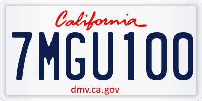 CA license plate 7MGU100