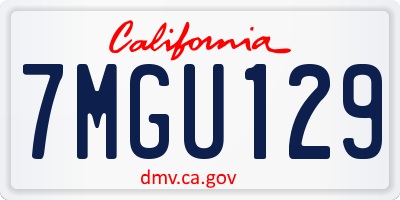 CA license plate 7MGU129