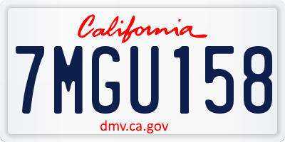 CA license plate 7MGU158