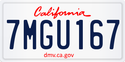 CA license plate 7MGU167