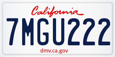 CA license plate 7MGU222