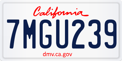 CA license plate 7MGU239