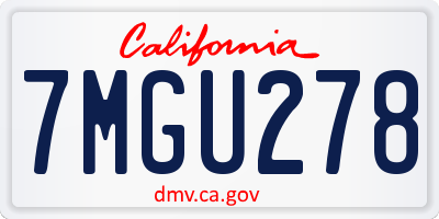 CA license plate 7MGU278