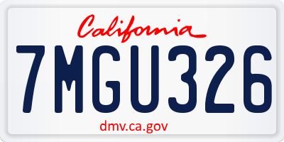 CA license plate 7MGU326