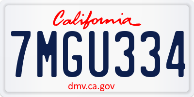 CA license plate 7MGU334