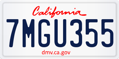 CA license plate 7MGU355