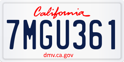 CA license plate 7MGU361