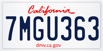 CA license plate 7MGU363