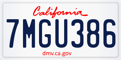 CA license plate 7MGU386