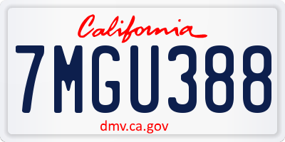 CA license plate 7MGU388