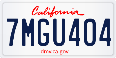 CA license plate 7MGU404