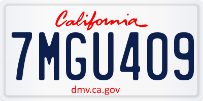 CA license plate 7MGU409