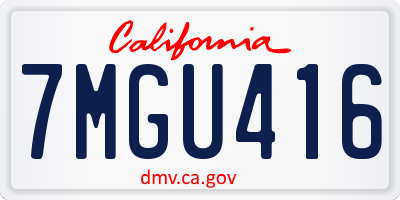 CA license plate 7MGU416