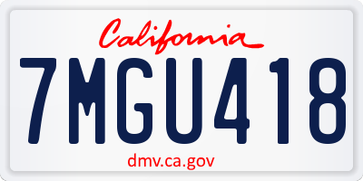 CA license plate 7MGU418