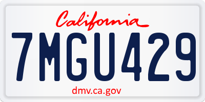 CA license plate 7MGU429