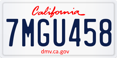 CA license plate 7MGU458