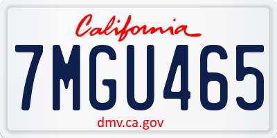 CA license plate 7MGU465