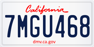 CA license plate 7MGU468