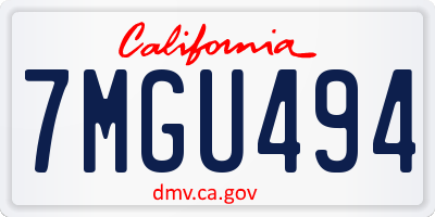 CA license plate 7MGU494