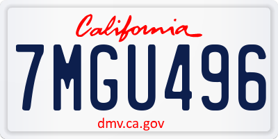 CA license plate 7MGU496