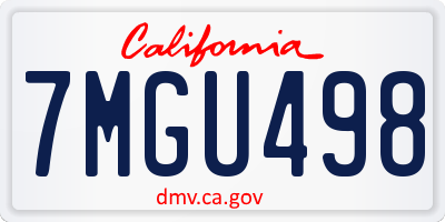 CA license plate 7MGU498