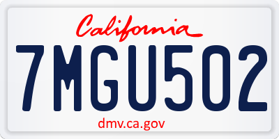 CA license plate 7MGU502