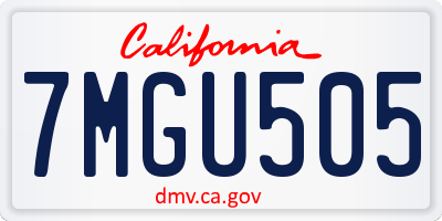 CA license plate 7MGU505