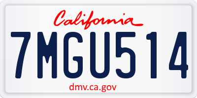 CA license plate 7MGU514