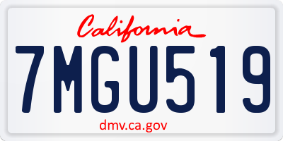 CA license plate 7MGU519