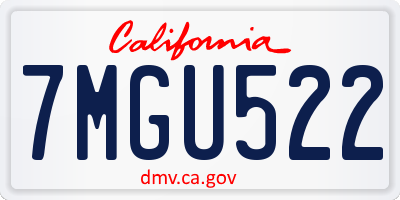 CA license plate 7MGU522