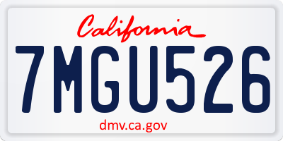 CA license plate 7MGU526