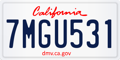 CA license plate 7MGU531