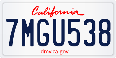 CA license plate 7MGU538