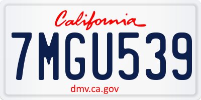 CA license plate 7MGU539