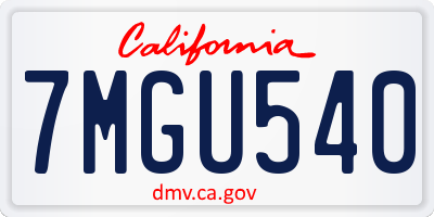 CA license plate 7MGU540