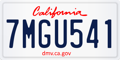 CA license plate 7MGU541