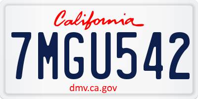 CA license plate 7MGU542